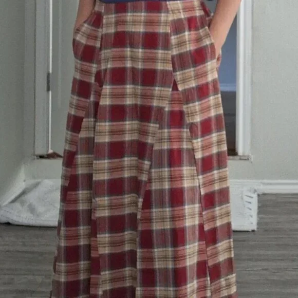 Womens Flannel Plaid Long Skirt - Picture 3 of 8
